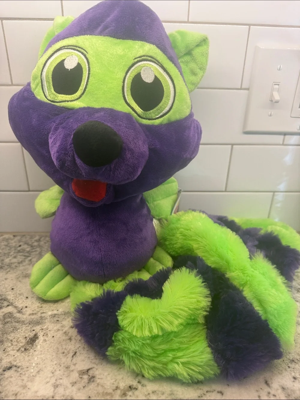 Plush Purple & Bright Green Stuffed Animal Toy